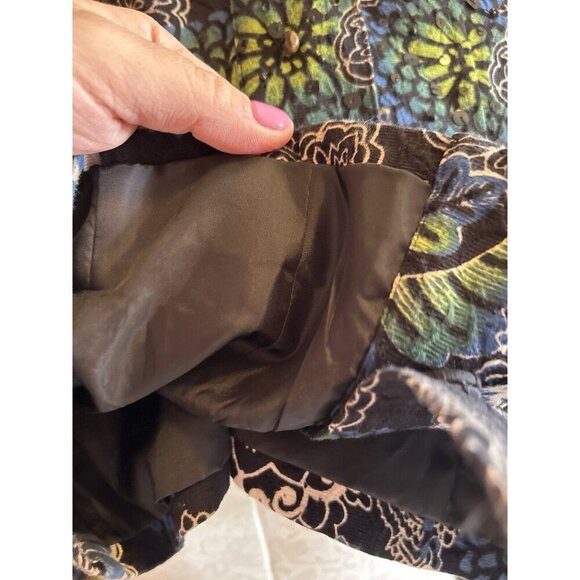 Chico's Printed Mandalla Jacket Blazer Black Long Sleeve Sequins Sz 2 (L) - Picture 9 of 10